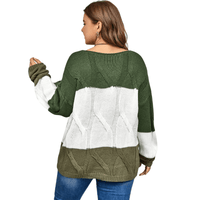 Thumbnail for Chic Plus Size Green Ribbed Knit Sweater with Long Sleeves