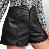 Thumbnail for Curve Plus High Waist PU Leather Wide Leg Black Shorts Sensationally Fabulous