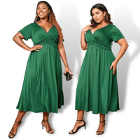 Thumbnail for Trendy Plus Size A-Line Green Midi Dress Sensationally Fabulous