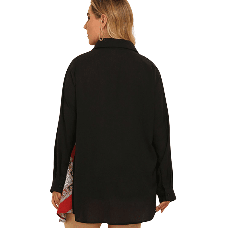 Stylish Plus Size Black Button-Up Shirt