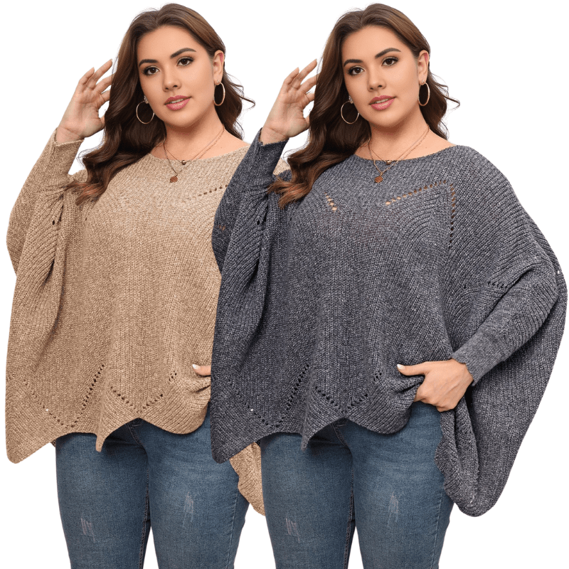 Trendy Plus Size Batwing Sleeve Sweater Top
