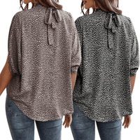 Thumbnail for Chic Tie-Neck Blouse with Printed Design & Half Sleeves