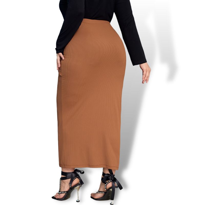 Curve Plus Tie Front Brown Pencil Skirt Sensationally Fabulous