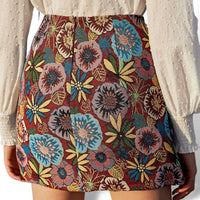 Thumbnail for Boho Red Floral Bodycon Mini Skirt Sensationally Fabulous