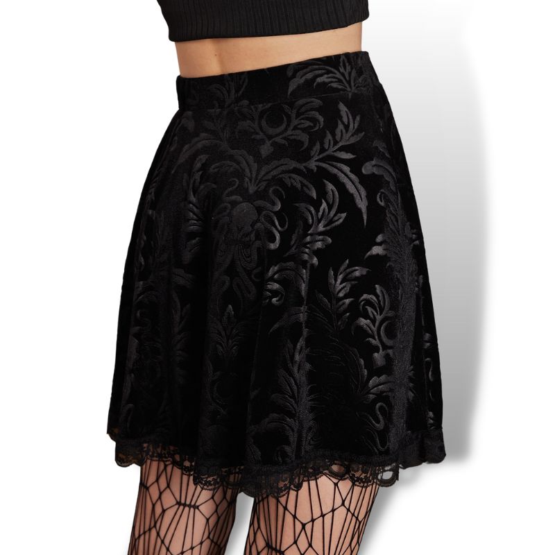 Black Velvet Goth Lace Skirt Sensationally Fabulous