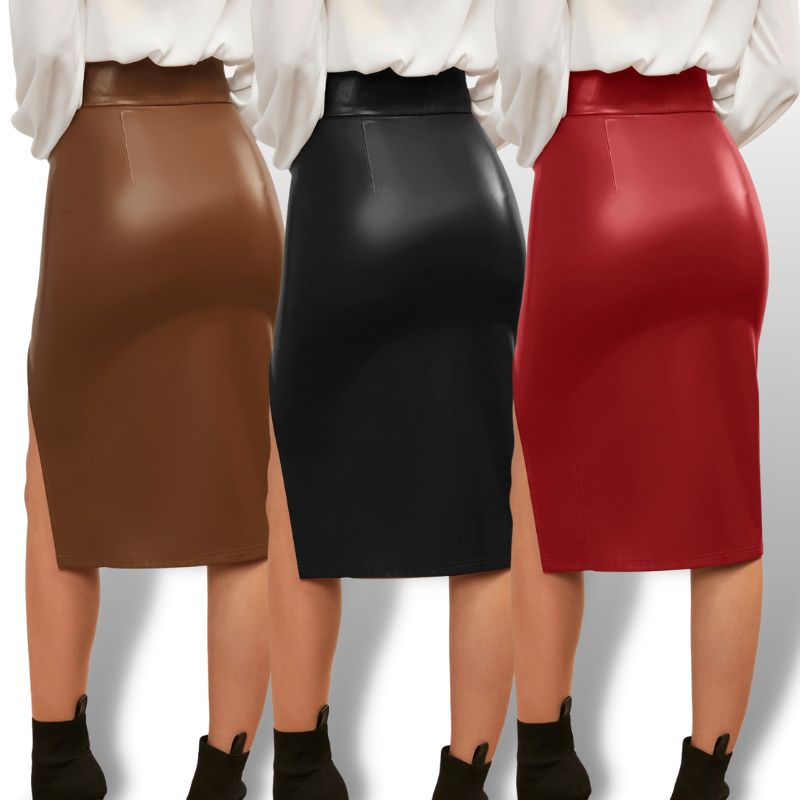 High Waist Split Hem PU Leather Skirt Sensationally fabulous