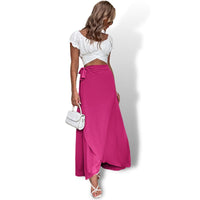 Thumbnail for Pink Tie Side High Waist Maxi Wrap Skirt Sensationally Fabulous