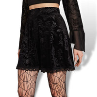 Thumbnail for Black Velvet Goth Lace Skirt Sensationally Fabulous