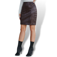 Thumbnail for Brown Crocodile Print High Waist PU Leather Skirt Sensationally Fabulous