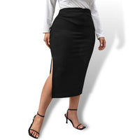 Thumbnail for Curve Plus High Waist Black Pencil Skirt Sensationally Fabulous