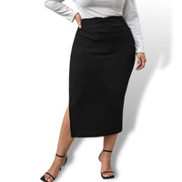 Thumbnail for Curve Plus High Waist Black Pencil Skirt Sensationally Fabulous