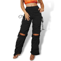 Thumbnail for Black Ruched Knot Cut Out Pants Sensationally Fabulous