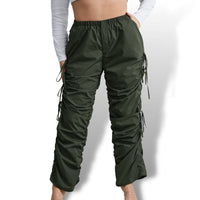 Thumbnail for Green Curve Plus Elastic Waist Ruched Knot Pants